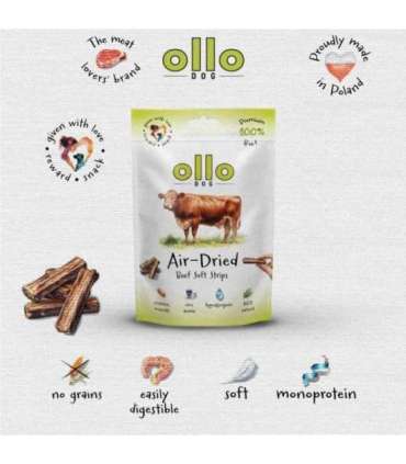 OLLO Air-Dried Beef strips - dog treat - 80g