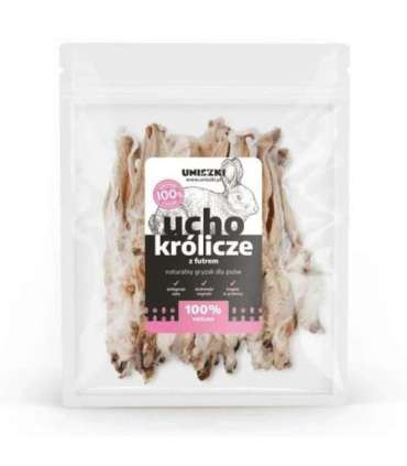 UNISZKI Rabbit ear with fur - treat for dogs - 20 pieces