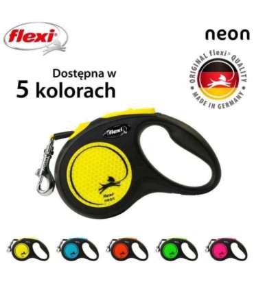 Flexi New NEON 5 m Black, Yellow Dog Retractable lead