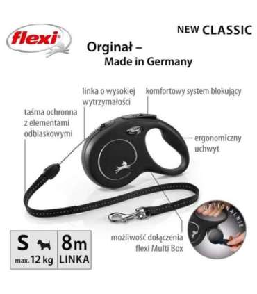 Flexi New CLASSIC 8 m Black Dog Retractable lead