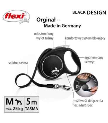 Flexi Black Design M 5 m Dog Retractable lead