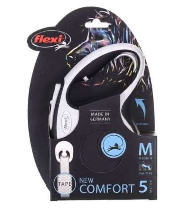 Flexi New Comfort M Tape 5 m Black Dog Retractable lead