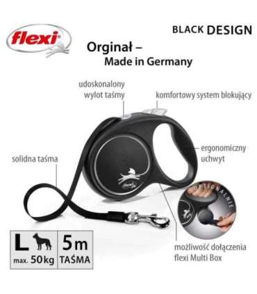 Flexi Black Design L 5 m Dog Retractable lead