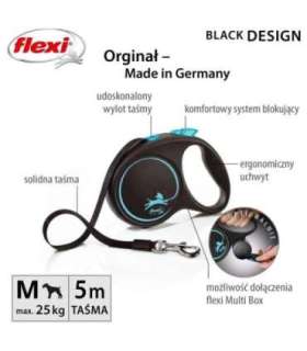 Flexi Automatic leash Black Design M 5 m, Blue