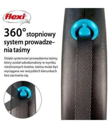 Flexi Automatic leash Black Design M 5 m, Blue