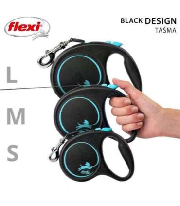 Flexi Automatic leash Black Design M 5 m, Blue