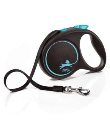 Flexi Automatic leash Black Design M 5 m, Blue