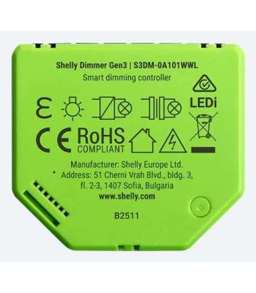 SHELLY Dimmer Gen3 Built-in Black, Lime