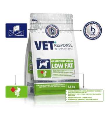 VET RESPONSE Gastrointestinal Low fat - dry dog food - 1,6kg