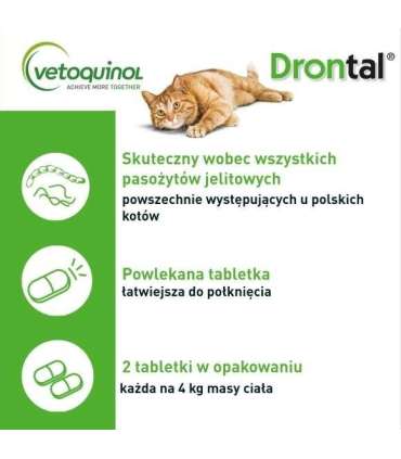 VETOQUINOL Drontal - anti-parasite tablets for cats - 2 pcs.