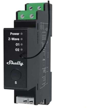 Sterownik dwukanałowy na szynę DIN Z-Wave Shelly Wave Pro 2PM LR