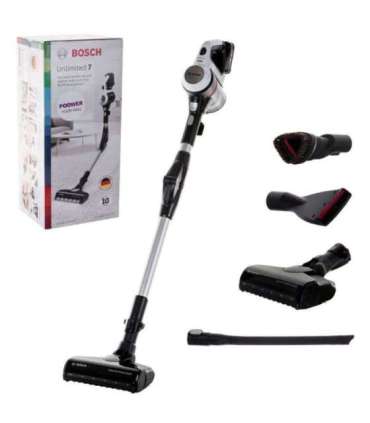Bosch BBS711W stick vacuum/electric broom Bagless 0.3 L Black, Stainless steel, White