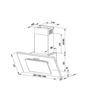 Wall-mounted canopy MAAN Vertical P 2 60 310 m3/h, Satin