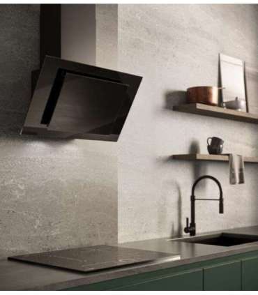 Vertical Eco Duo Glass Wall-mounted chimney hood Black