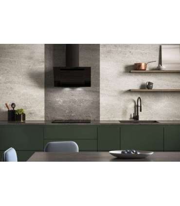 Vertical Eco Duo Glass Wall-mounted chimney hood Black