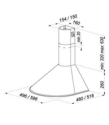 Wall-mounted canopy MAAN Mix 3 60 310 m3/h, Satin