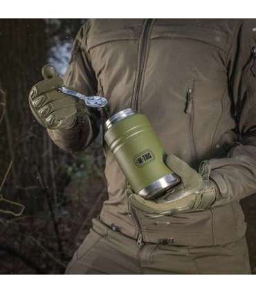 M-Tac UN-R02-750A Food thermos with foldable stainless steel spoon, 750 ml, olive green