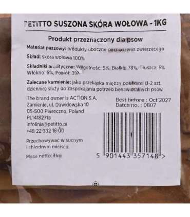 PETITTO Suszona skóra wołowa  -1kg