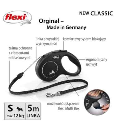 Flexi New CLASSIC 5 m Black Dog Retractable lead