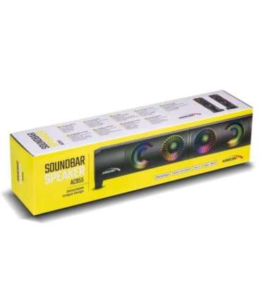 2 in 1 PC Speaker Soundbar Computer RGB LED Backlight Stereo Gaming USB 2 x 3W AUX 3.5 mm