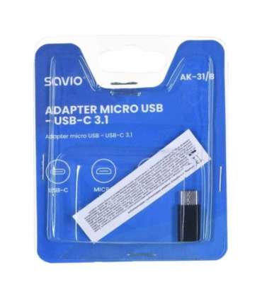 Savio AK-31 / B cable interface/gender adapter Micro USB USB 3.1 Typ C Black