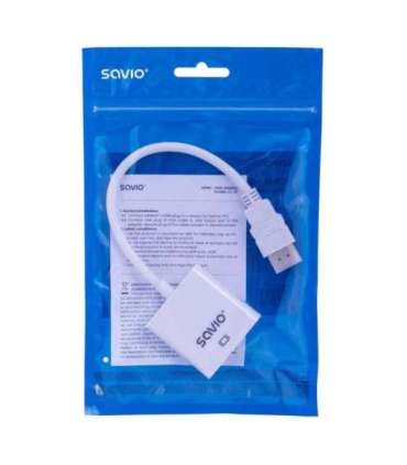 Savio CL-27B video cable adapter 0.1 m HDMI Type A (Standard) VGA (D-Sub) White