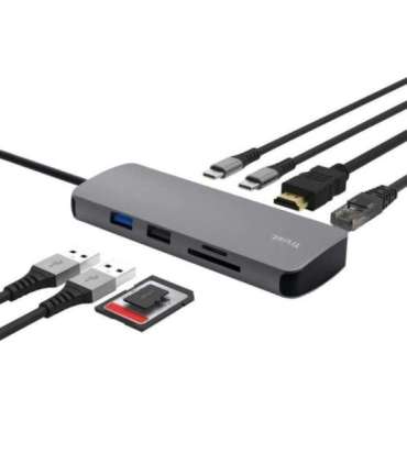 Trust 25672 interface hub USB Type-C Grey