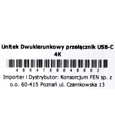 Unitek two-way Signal Switch USB-C, 2 in 1 out 4K