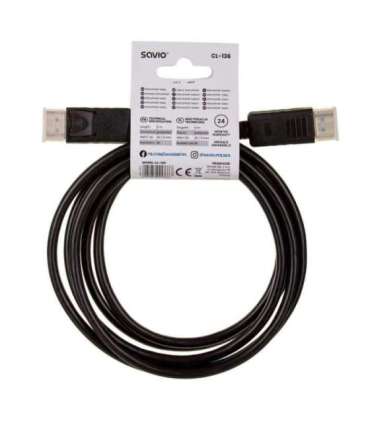 Savio CL-136 DisplayPort cable 2 m Black