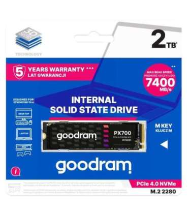 Goodram PX700 SSD SSDPR-PX700-02T-80 internal solid state drive M.2 2.05 TB PCI Express 4.0 NVMe 3D NAND