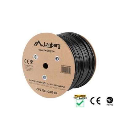 Lanberg LCU6-21CU-0305-BK networking cable Black 305 m Cat6 U/UTP (UTP) outdoor