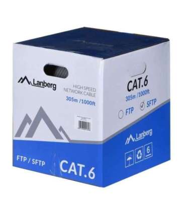 Lanberg LCS6-11CU-0305-S networking cable 305 m Cat.6 SFTP CPR+ Fluke passed Gray