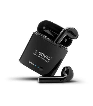Savio TWS-02 Wireless Bluetooth Earphones, Black