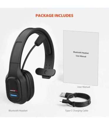 Audiocore 74452 Bluetooth Headset Headphone Noise Reuction Microphone Call CenterGoogle Siri Office Wireless
