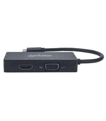 Manhattan USB-C Dock/Hub, Ports (x3): DVI-I, HDMI and VGA Ports, Note: Only One Port can be used at a time, External