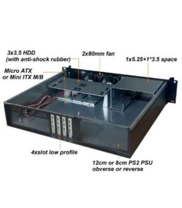 Techly I-CASE IPC-240L computer case Rack Black