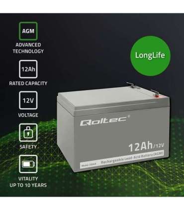 Qoltec 53049 AGM battery 12V  12Ah