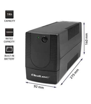 Qoltec 53774 uninterruptible power supply (UPS) Line-Interactive 1 kVA 600 W 1 AC outlet(s)