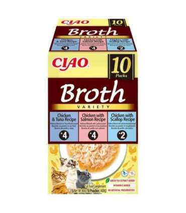 INABA CAT CIAO BROTH CHICKEN,FISH,SCALLOP 10x40g