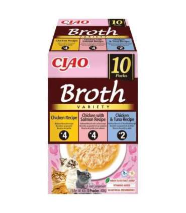 INABA CAT CIAO BROTH CHICKEN,SALMON,TUNA 10x40g