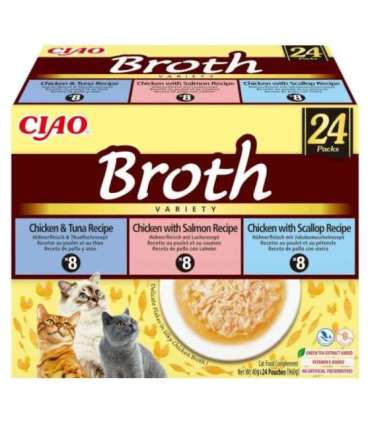 INABA CAT CIAO BROTH CHICKEN,FISHSCA LLOP 24x40g