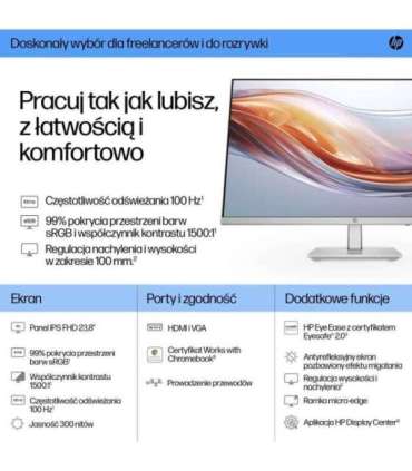 HP 23.8-inch Series 5 FHD monitor with height adjustment - 524sh