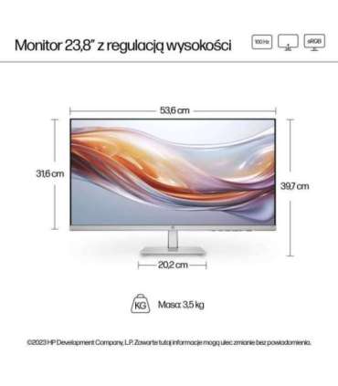 HP 23.8-inch Series 5 FHD monitor with height adjustment - 524sh