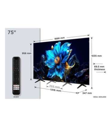 TCL P79K 75P79K TV 190.5 cm (75") 4K Ultra HD Smart TV Wi-Fi Metallic 450 cd/m²
