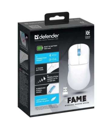 WIRELESS MOUSE DEFENDER FAME GM-516 RF+BT 10000DPI 6P WHITE
