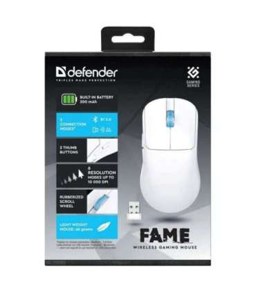 WIRELESS MOUSE DEFENDER FAME GM-516 RF+BT 10000DPI 6P WHITE
