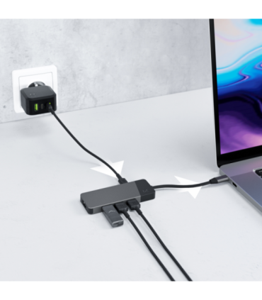 GREEN CELL HUB USB-C ADAPTER GC CONNECT 7W1 (3XUSB 3.1, HDMI 4K 60HZ, USB-C PD 85W, MICROSD/SD)