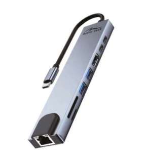 MEDIA-TECH USB HUB 8 IN 1 GIGA LAN HUB MT5046