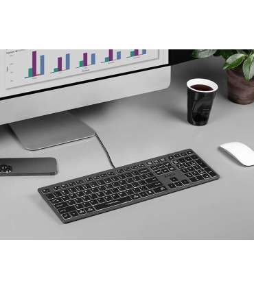 A4Tech FSTYLER FX60H (White Backlit) keyboard USB QWERTY Black, Grey