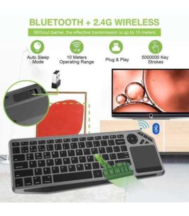 Techly ICTB9801TB keyboard Universal RF Wireless + Bluetooth QWERTY US English Black